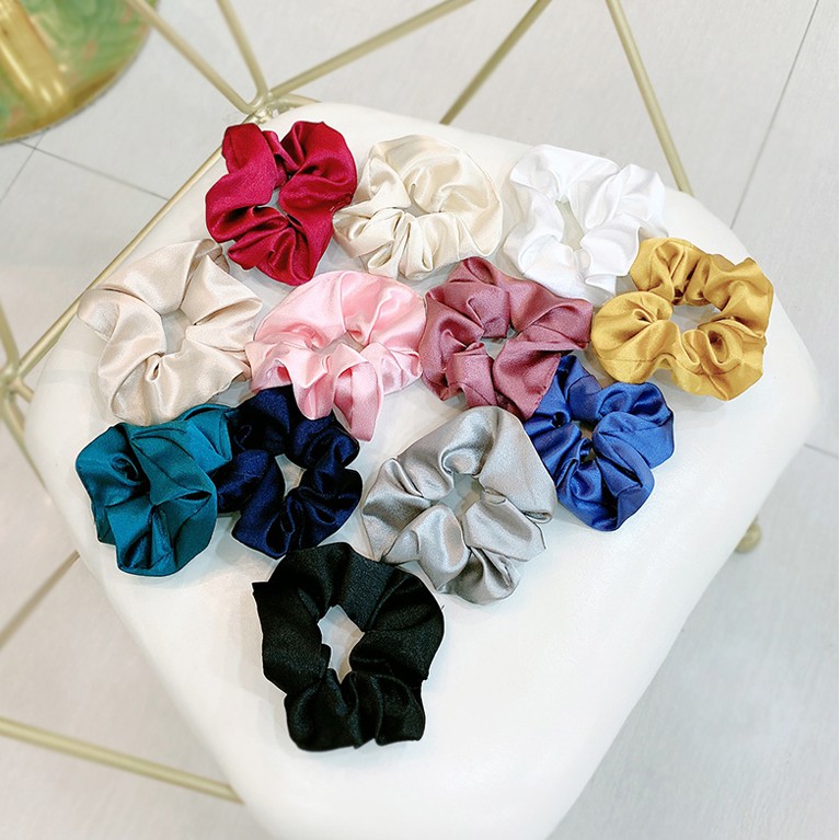 (10 Màu) Dây Cột Tóc Vải Scrunchies Phi Bóng