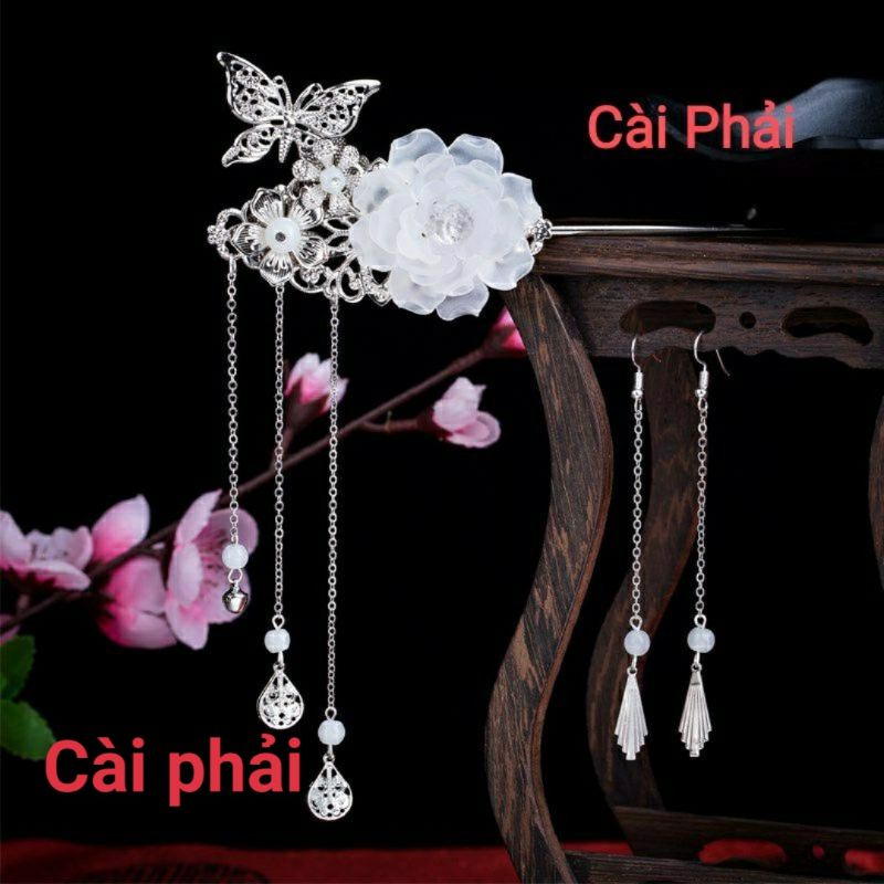 Trâm cài tóc cổ trang thủ công Hoa mẫu đơn