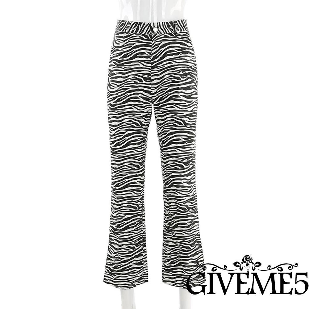 Quần Dài Lưng Cao In Họa Tiết Ngựa Vằn Thời Trang Xinh Xắn  Cho Nữ