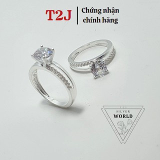 Nhẫn bạc đá ổ cao kim cương đẹp, nhẫn bạc ta silver_world bạc 925