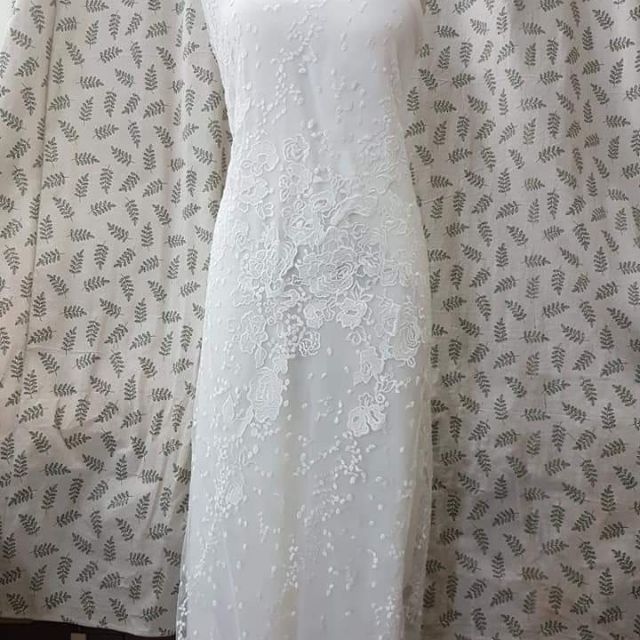 Ren may váy cưới RMM171009, Ren hoa lưới cao cấp nhập khẩu hàng Haute Couture