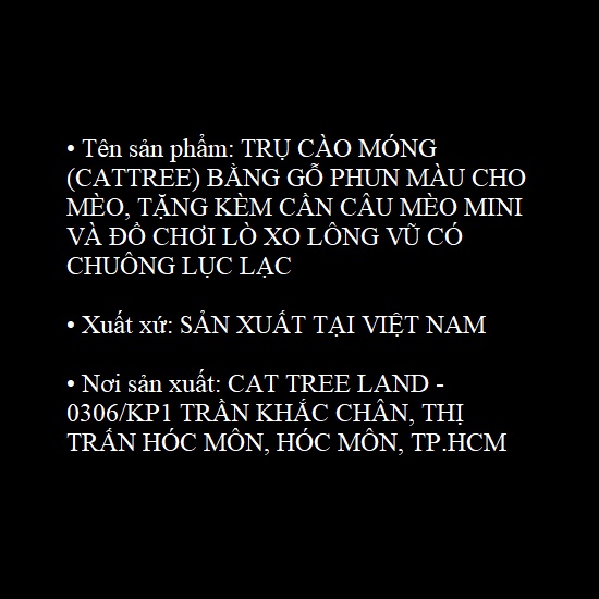 TRỤ CÀO MÓNG (CATTREE) BẰNG GỖ PHUN MÀU CHO MÈO, TẶNG KÈM CẦN CÂU MÈO MINI VÀ ĐỒ CHƠI LÒ XO LÔNG VŨ CÓ CHUÔNG LỤC LẠC