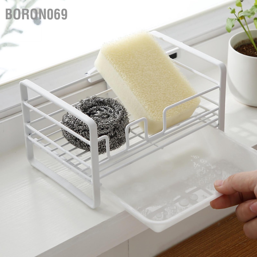 Giá đỡ bằng xốp sắt có thể tháo rời xà phòng thép với Khay thoát nước cho nhà bếp Bor