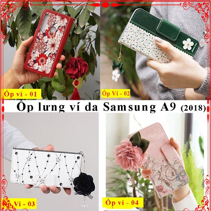 Bao da Samsung A9 2018, FREE SHIP bao da a9 có các ngăn đựng thẻ Visa, ATM, thẻ từ, thẻ thang máy, thẻ nhà, Aha Case