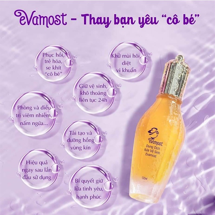 Evamost Dung Dịch Vệ Sinh Chính Hãng 120ml, Dung Dịch Rửa Vệ Sinh Evamost Ngừa Nấm Dưỡng Vùng Kín Hồng Hào