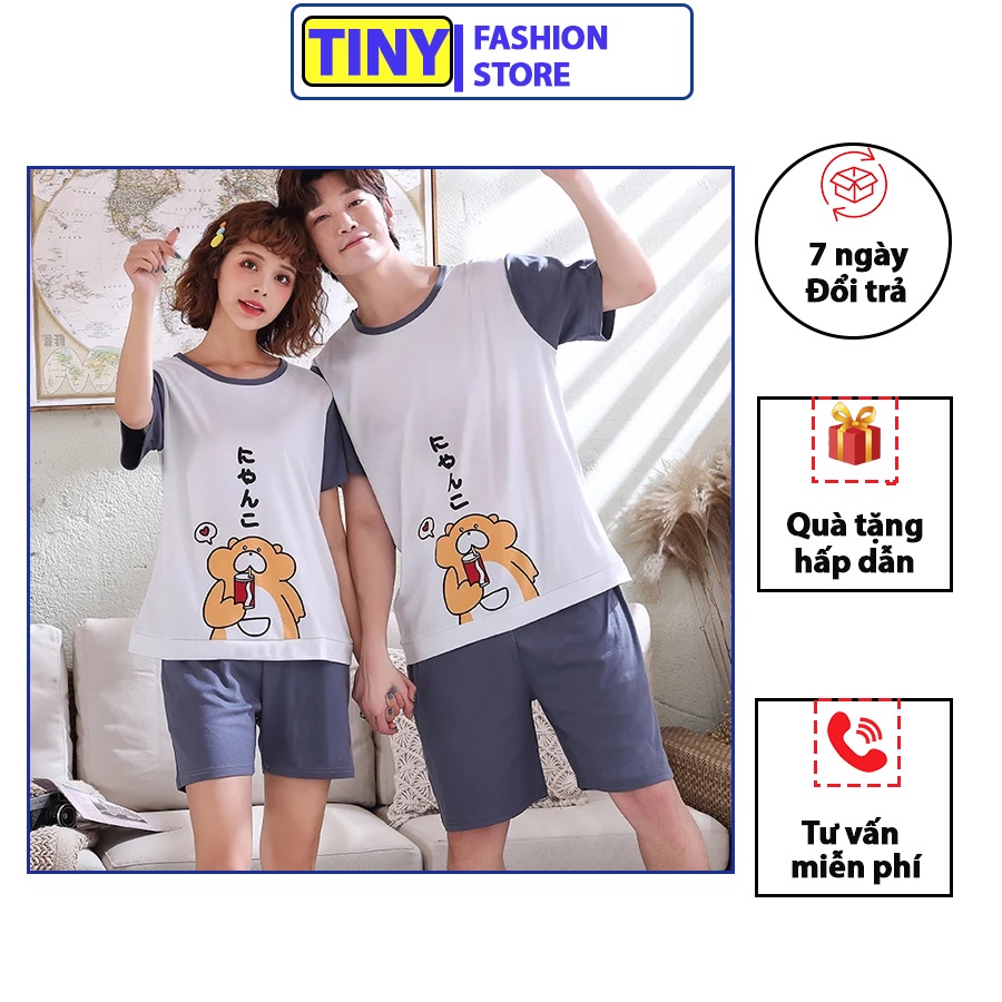 Đồ đôi nam nữ thun cotton, Đồ bộ đôi nam nữ áo ngắn tay quần short , Đồ ngủ cặp đôi Hàn Quốc mã ĐB05