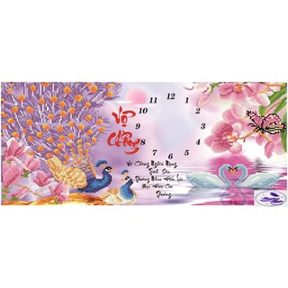 Tranh đính đá đồng hồ Vợ Chồng. Kích thước: 80x41cm