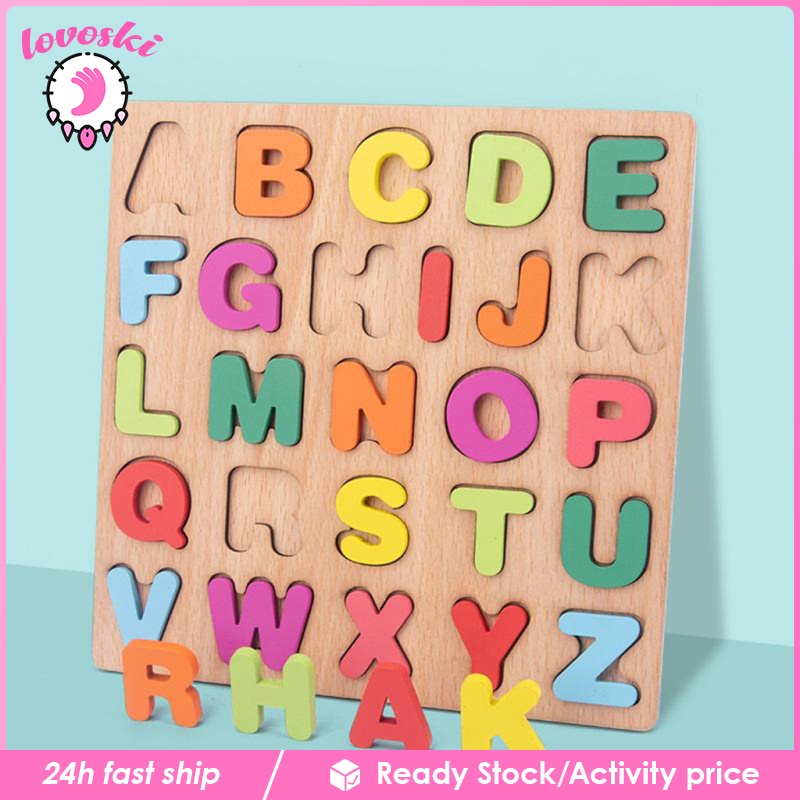 [Lovoski] Đồ Chơi Bảng Chữ Cái Alphabet Bằng Gỗ Theo Phương Pháp Montessori Làm Quà Tặng Sinh Nhật