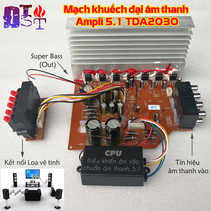 ✅ Mạch khuếch đại âm thanh Ampli 5.1 TDA2030 + CPU điều khiển chuẩn âm sắc + Biến áp