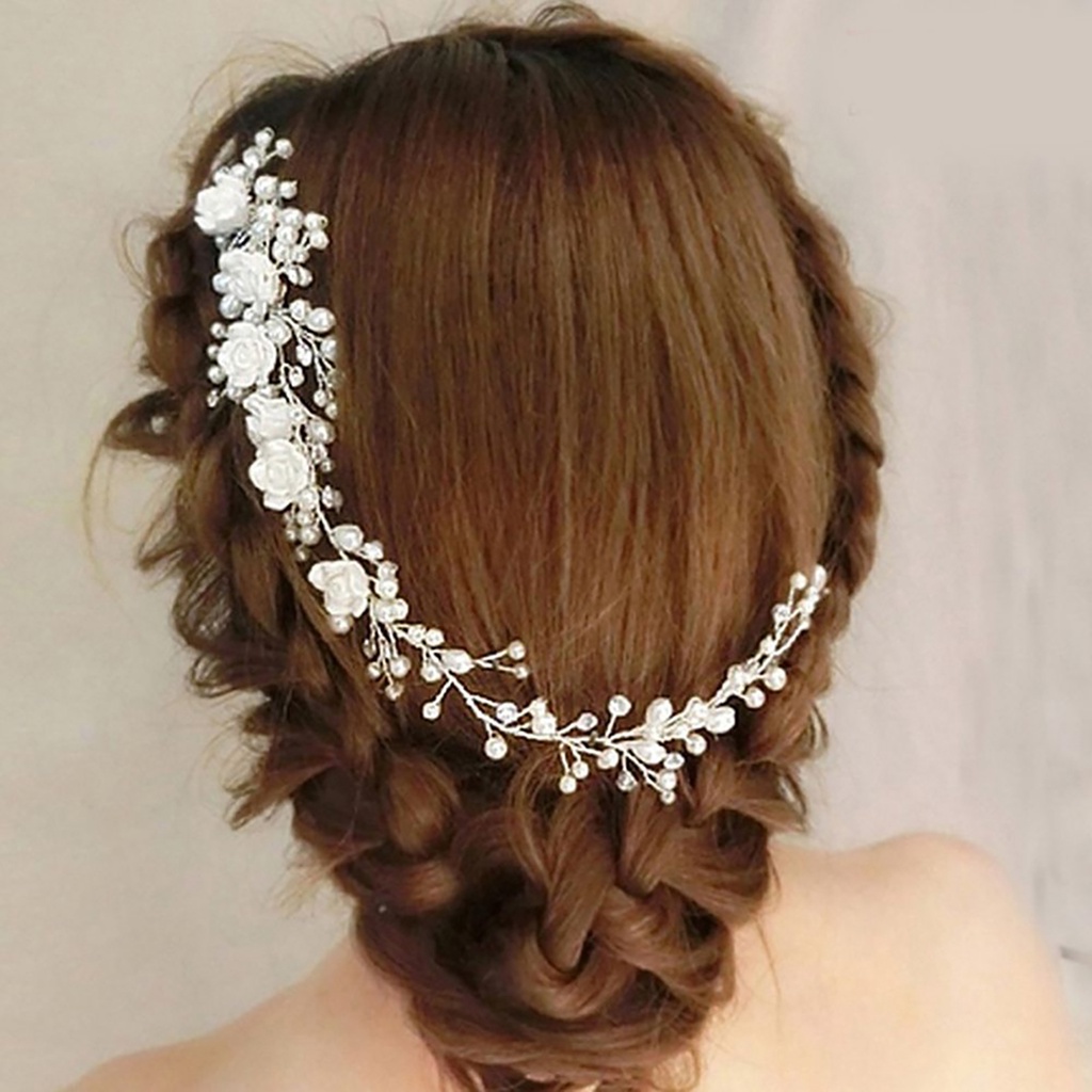 Kẹp tóc hoa ngọc trai giả thời trang