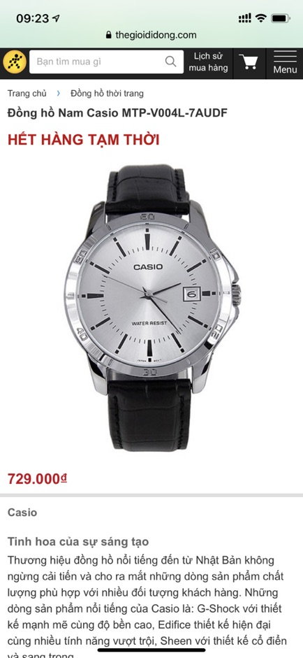 Đồng hồ Casio Nam/Nữ MTP-V004L-7AUDF