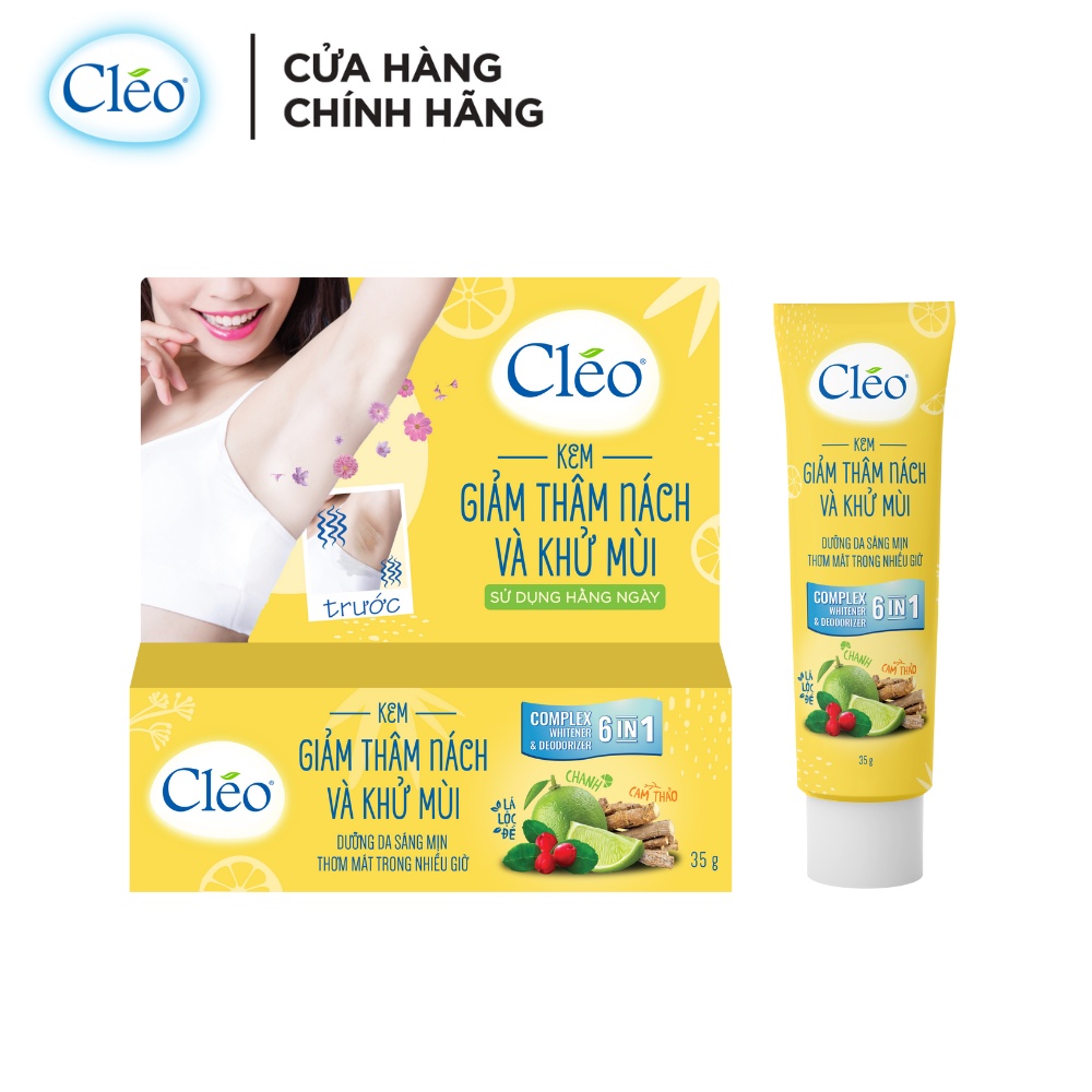 Bộ đôi Kem giảm thâm &amp; khử mùi Cléo 35g và Lotion tẩy lông cho mọi loại da Cleo 90ml dạng sữa