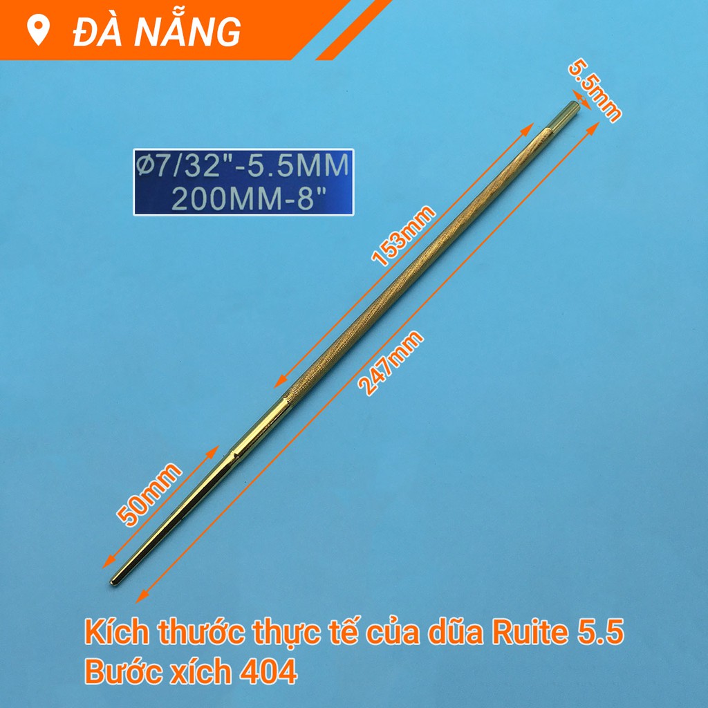 Dũa xích máy cưa Φ5.5 x 200mm RUITE phủ Titan vàng cho bước xích 404