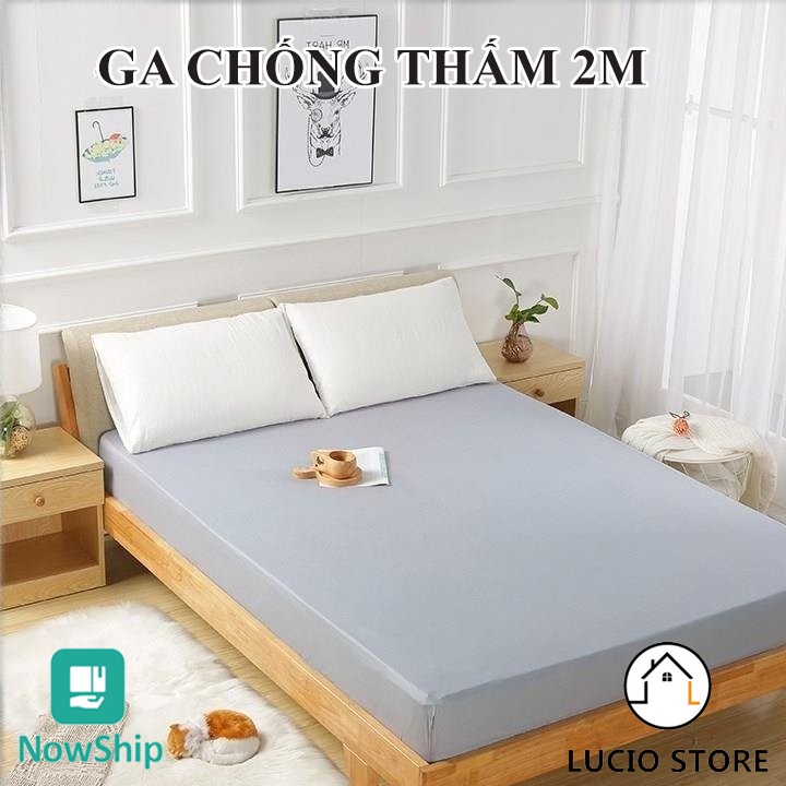 Ga chống thấm kích thước 1m8x2m dùng trải giường - Ga chống thấm màu trơn mẫu mới, chống thấm tốt, freeship