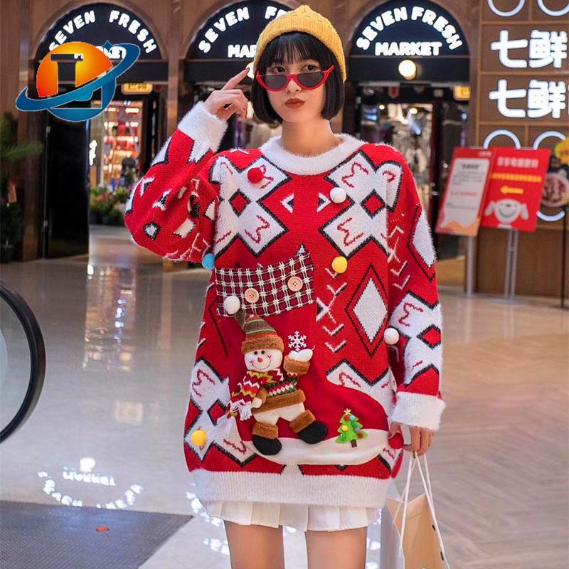 Áo Sweater Dáng Rộng Mềm Mại Phối Túi Lớn Phong Cách Thái Lan Retro Phương Tây Cho Nữ