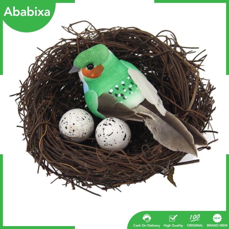 [Ababixa] Tổ Chim Nhân Tạo Bằng Xốp Có Lông Vũ Và Quả Trứng Trang Trí Thủ Công DIY