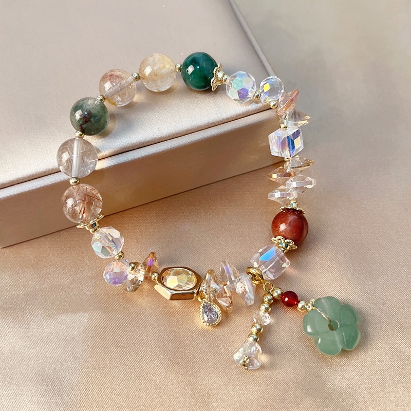 Vòng Đeo Tay Chuỗi Hạt Nhiều Màu Sắc Mặt Hình Hoa Thời Trang Mùa Hè Cho Nữ