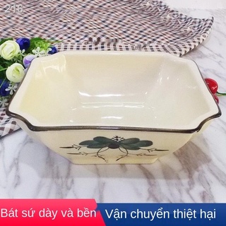 Tô lớn bằng sứ dày kiểu Trung Quốc thực phẩm phong cách bát vuông phở thương mại bộ đồ ăn nhà hàng cá nhân đẹp