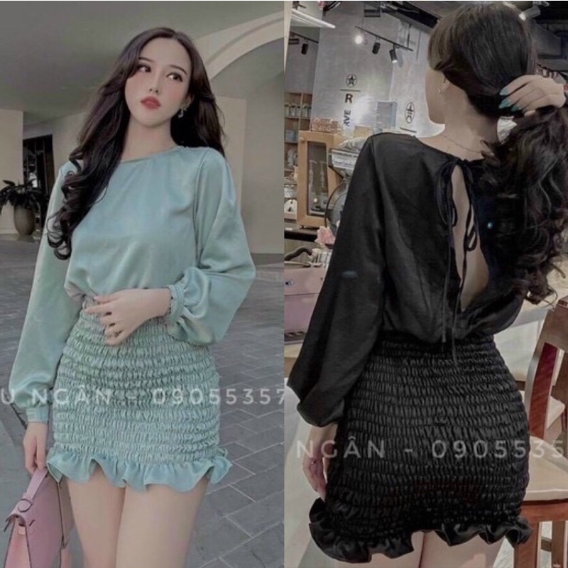 Đầm Ôm Body Tay dài Đầm Hở lưng Đầm ngắn