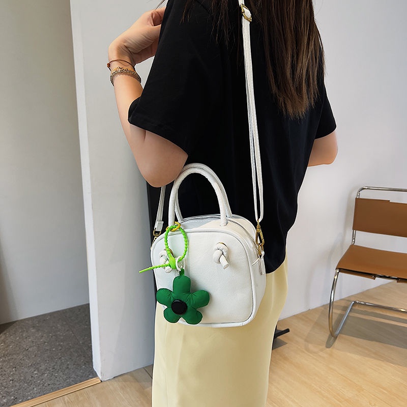 Túi Xách Đeo Vai Hình Vuông Cỡ Nhỏ Màu Trơn Đính Hoa Đơn Giản Thời Trang Mùa Hè Cho Nữ