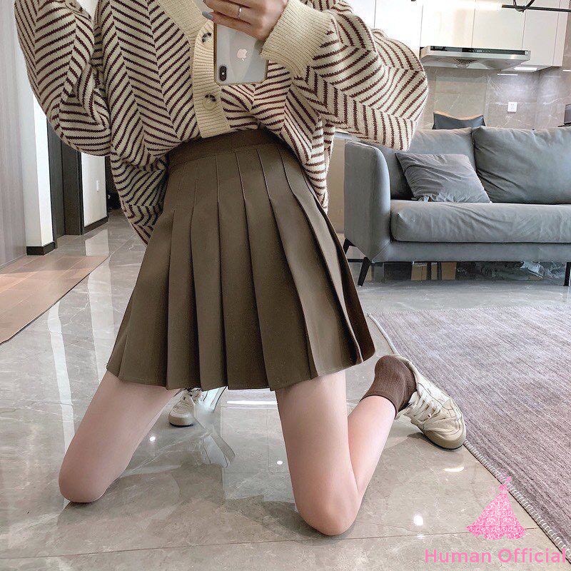 Chân váy xếp ly Human tennis 2 màu cạp lưng cao ngắn phong cách hàn quốc - Human Official