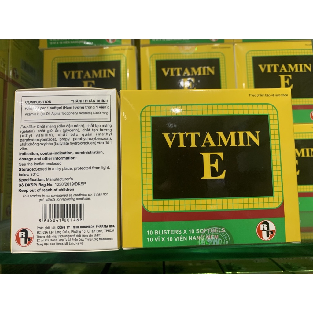 Vitamin E-Viên uống bổ sung vitamin E, đẹp da, ngăn ngừa lão hóa, tái tạo da, sáng da, chống oxy hóa (100 viên)