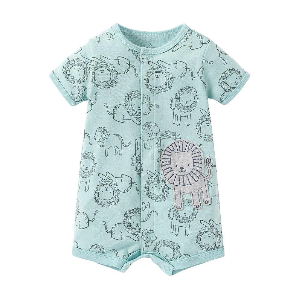 Jumpsuit Tay Ngắn Chất Cotton Phối Nút Cho Bé