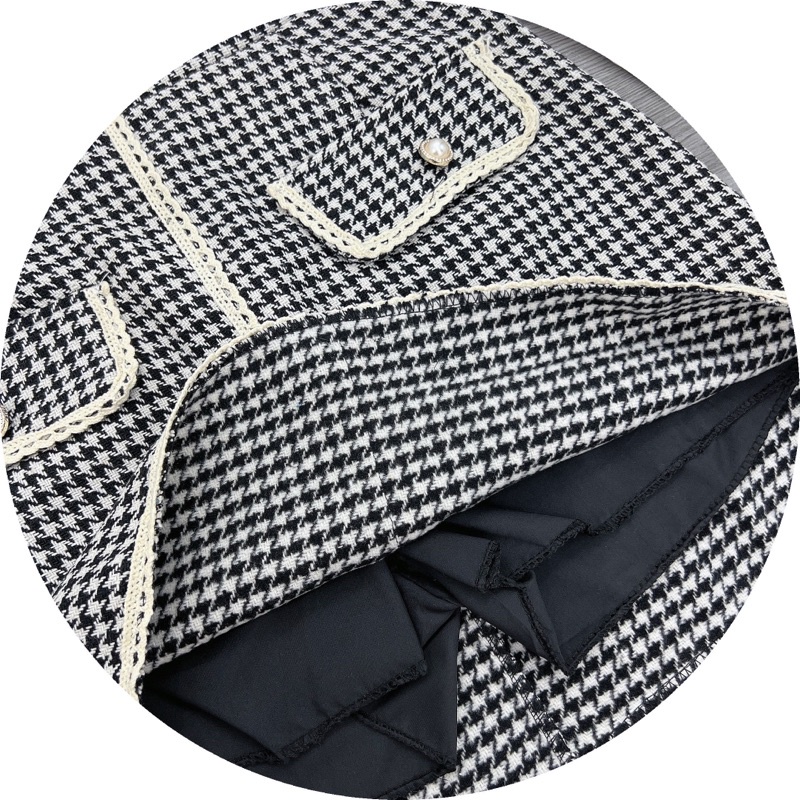 Sét Áo Trắng Đũi Bèo Ngực Mix Chân Váy Dạ Kẻ Siêu Xinh,Ảnh Thật Trải Sàn