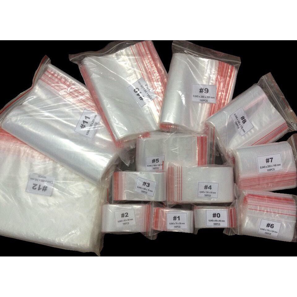 1KG Túi Zip Trong Viền Đỏ (Zipper)
