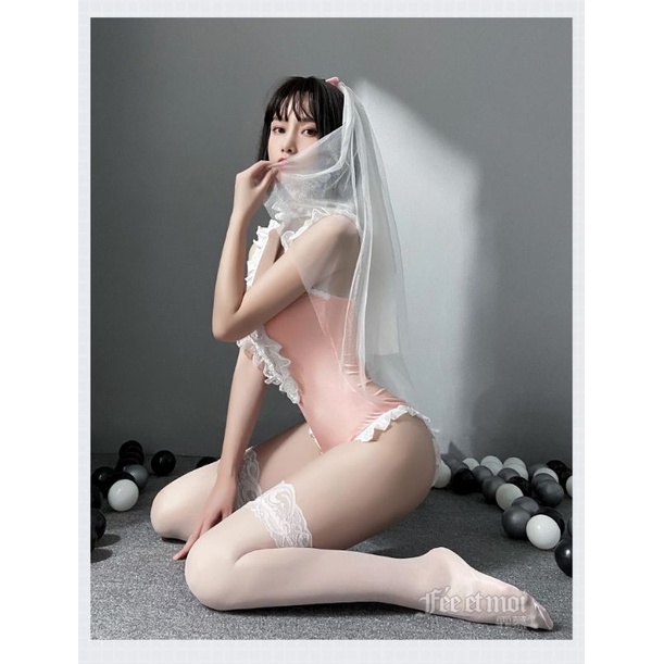 Cosplay cô dâu hồng kèm khăn voăn - bodysuit hoá trang sexy gợi cảm | BigBuy360 - bigbuy360.vn