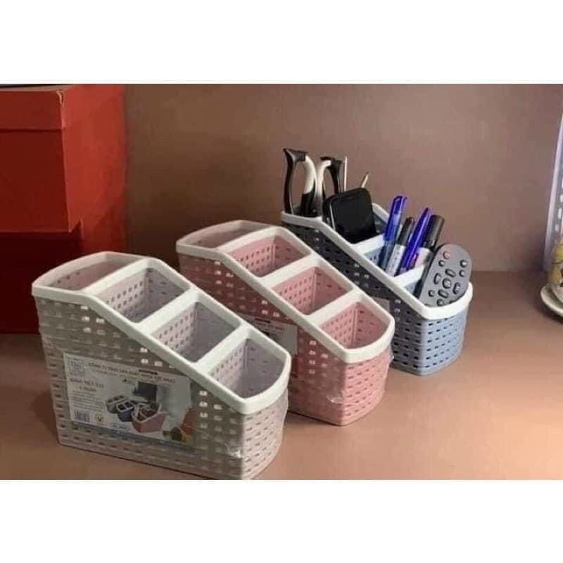 Khay ống cắm bút 4 ngăn đa năng, tiện lợi (chữ nhật)