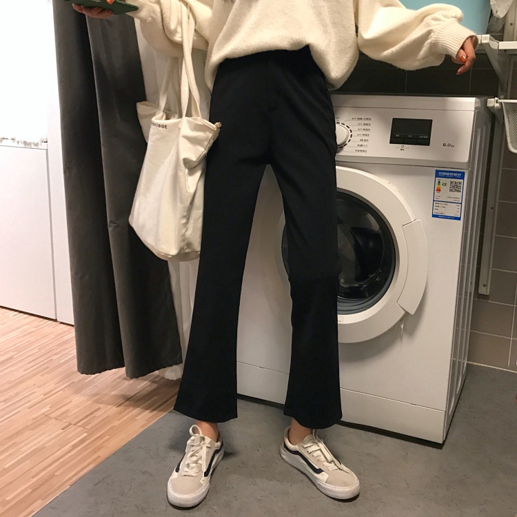 SUXI Quần Ống Loe Lưng Cao Theo Phong Cách Retro Hàn Quốc