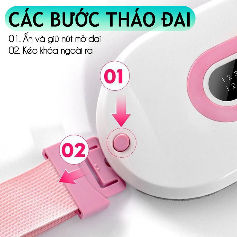 Máy massage làm ấm bụng kinh, Đai đeo giảm đau bụng kinh nguyệt Làm ấm tử cung cho phụ nữ đến kì Bảo Hành 3 Tháng QStore