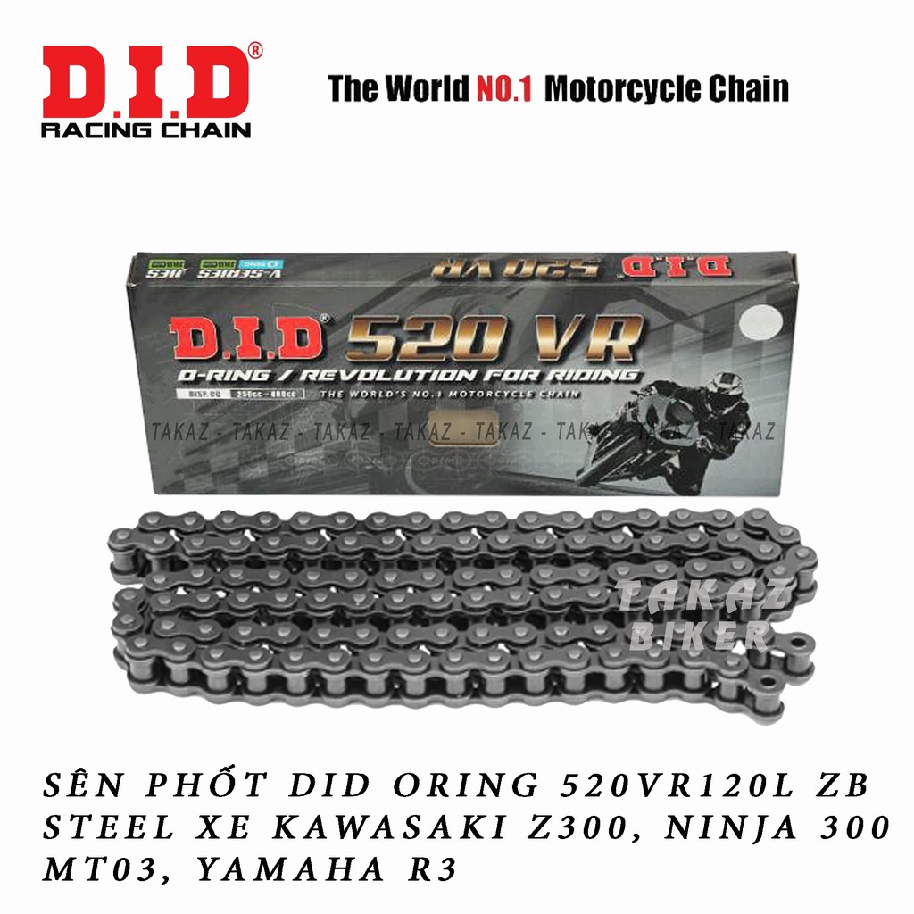 Sên phốt DID Oring 520VR 120ZB Steel dùng cho xe Kawasaki Z300, Ninja 300, MT03, Yamaha R3