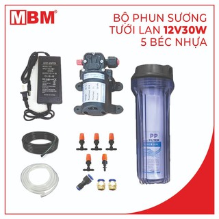 Bộ phun sương tưới lan 30W 5 béc nhựa có lọc