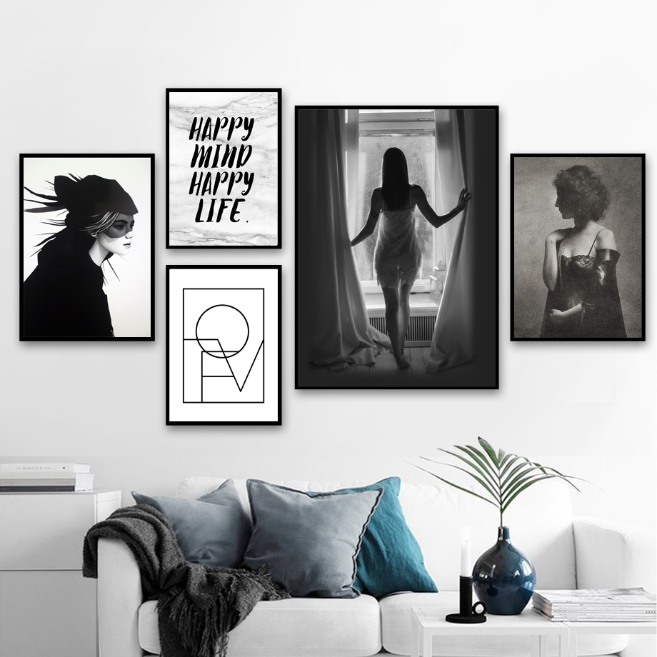 GD Room Decor Canvas Painting Fashion Sexy Girl Love Quotes Black White Wall Art Canvas Painting Nordic Posters And Prints Wall Pictures For Living Room Decor