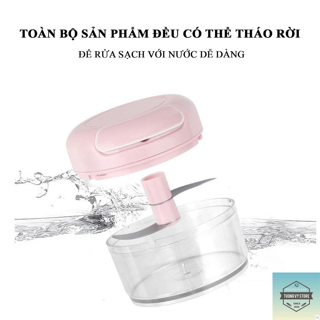 Dụng cụ xay tỏi ớt gừng, hành khô đa năng có dây kéo tay