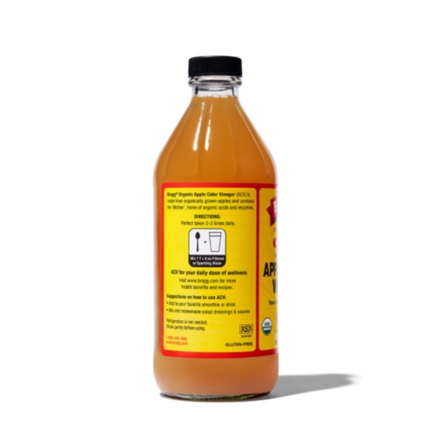 [ Chính hãng Mỹ ] Giấm táo hữu cơ chứa giấm cái hiệu Bragg Organic Apple Cider Vinegar -  473ml
