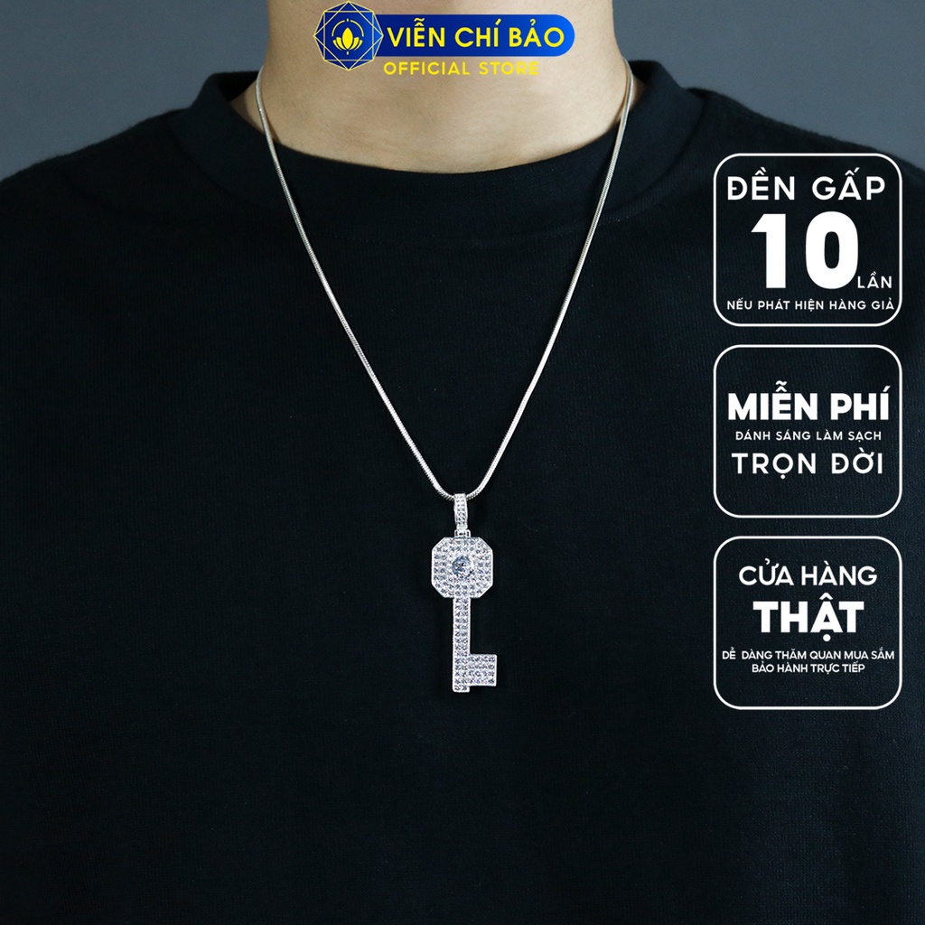 Mặt dây chuyền bạc nam chìa khóa đính đá chất liệu bạc 925 thời trang phụ kiện trang sức Viễn Chí Bảo M300279