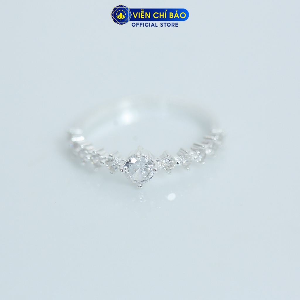 Nhẫn bạc nữ viền đính đá chất liệu bạc S925 thời trang phụ kiện trang sức nữ thương hiệu Viễn Chí Bảo N400345