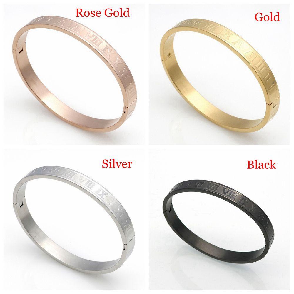 BEAUTY Vòng Tay Thép Titan Mặt Số La Mã Đơn Giản Thời Trang Cho Cặp Đôi