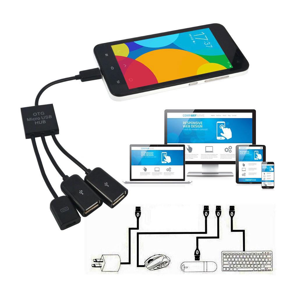 Bộ chuyển đổi 3 trong 1 cổng Micro USB sang USB OTG