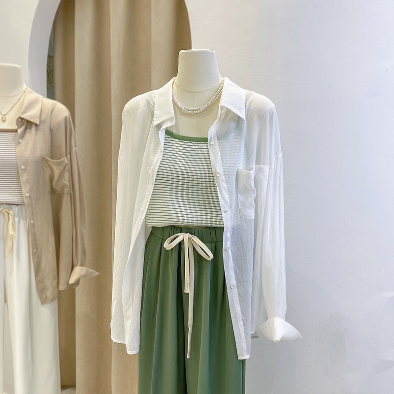 Jiashucheng Áo Sơ Mi Tay Dài Chống Nắng Dáng Rộng Thời Trang Mùa Hè Cho Nữ