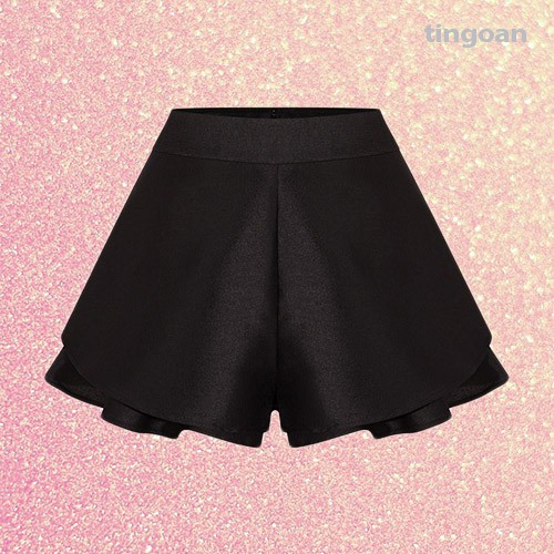 Quần váy cạp cao xoè 2 tầng đen tingoan CHARMIE SKORT/BL | BigBuy360 - bigbuy360.vn