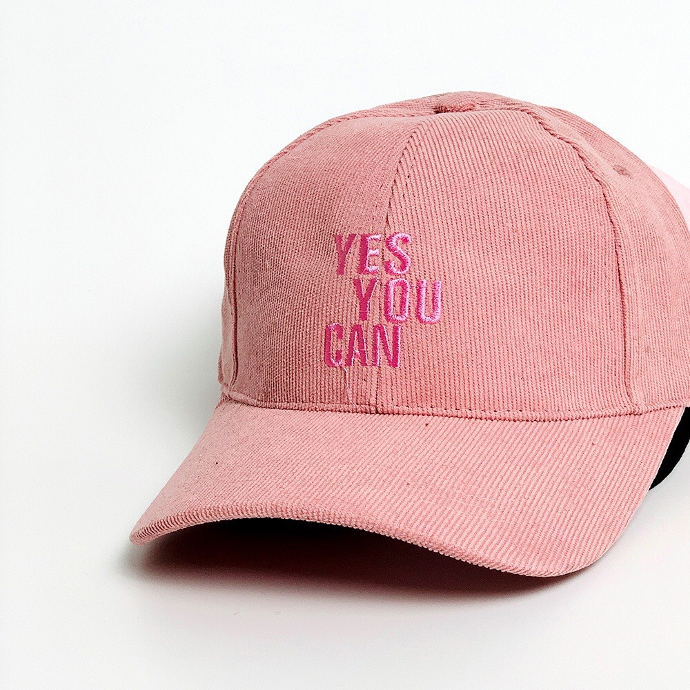 Mũ lưỡi trai thời trang nam nữ, nón kết chất liệu nhung gân thêu chữ YES YOU CAN M115
