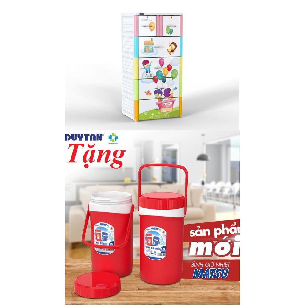 Tủ nhựa duy tân tabi m trắng chim  5 tầng 6 ngăn