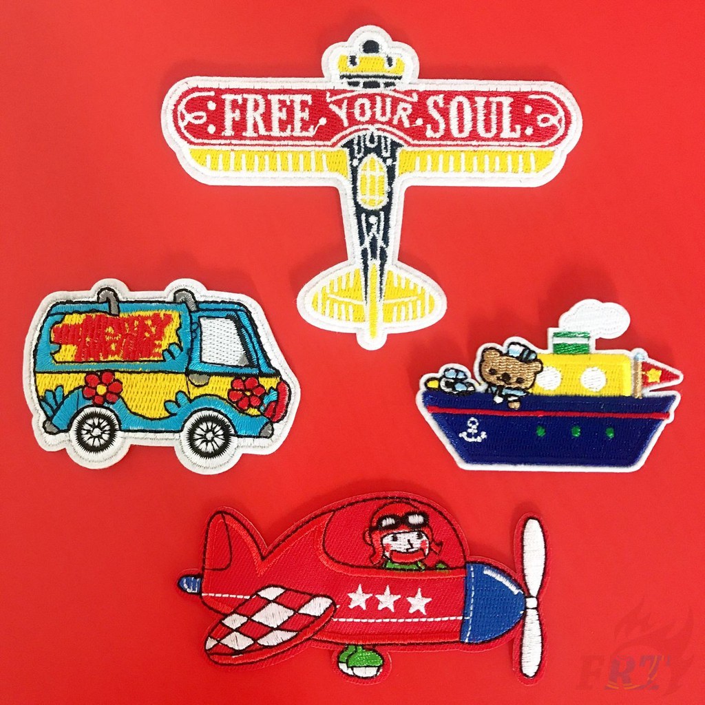 Sticker ủi thêu hình phương tiện giao thông độc đáo dễ thương