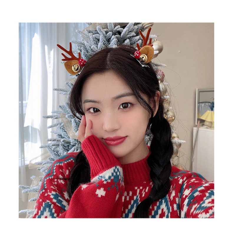 Kẹp tóc phong cách giáng sinh dễ thương bờm tóc giáng sinh 2021