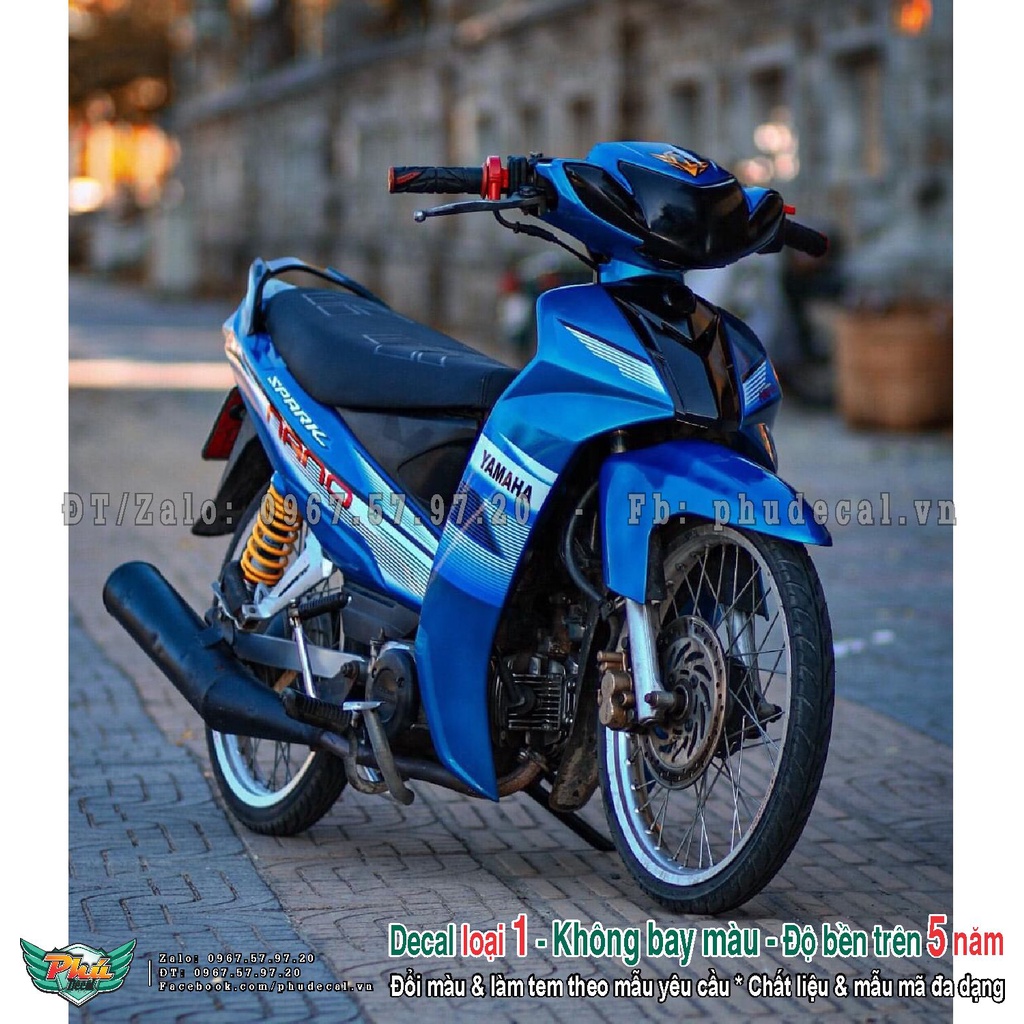 Tem rời xe Sirius Nano Xanh trắng (A)