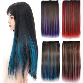 Tóc giả kẹp dải 5 phím thẳng dài 60cm kèm line Ombre nhiều màu sắc cá tính - Cocobee Shop